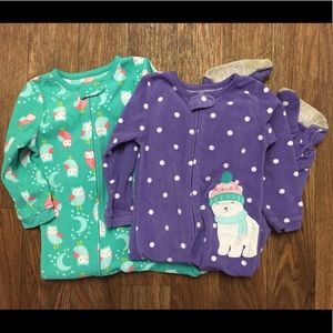 Bundle of two 3T girls footie jammies by Carter’s